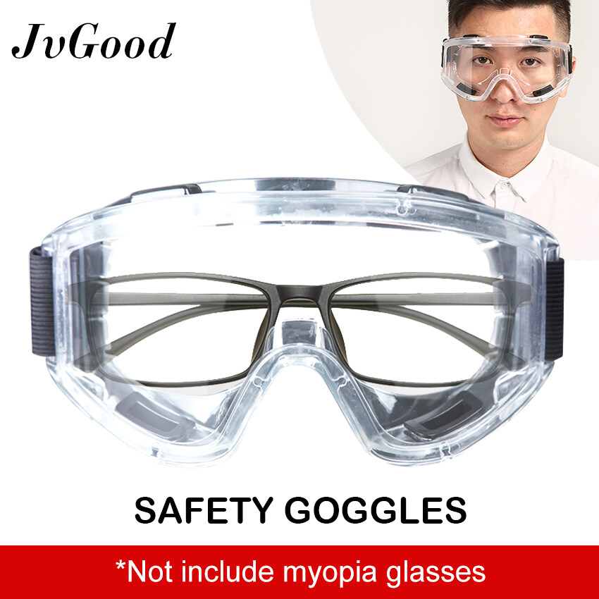 JvGood Fully Enclosed Safety Goggles Anti-impact Protective Safety Glasses Effectively Anti Infection Eye Protection Anti-Scratch Wraparound Lenses Anti-splash Sand-proof Goggles with Ultra-wide Adjus