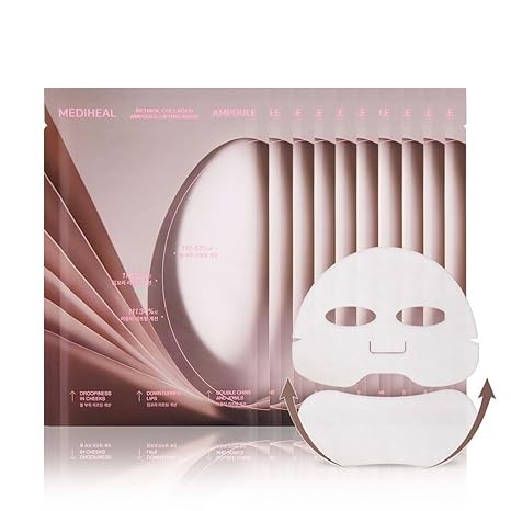 Mediheal Retinol Collagen Ampoule Lifting Mask (4 Counts) for Anti-Aging - Helps Reduce Fine Lines & Wrinkles, and Smoothens Skin