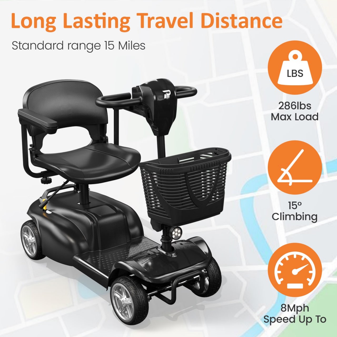 Foldable electric scooter with seat for elderly