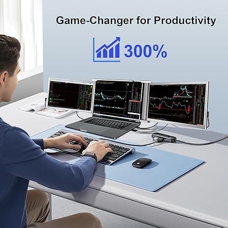 YUTOO Laptop Screen Extender, 14" Portable Triple Monitor for Laptops 315° Rotate| Plug and Play| 1080P| FHD, Laptop Monitor Extender for 13.5~16.5" Laptops, HDMI/USB-A/Type-C,for Mac/Wins/Android/Dex